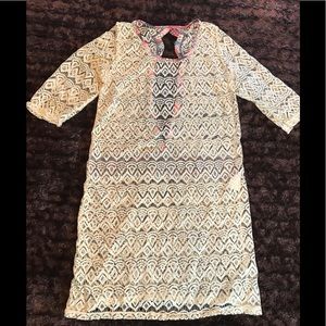 Maaji Cream Lace Crochet Back Cut Out Cover-Up